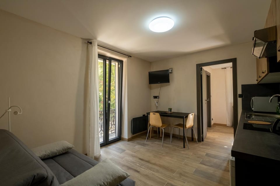 Communal lounge/ TV room, Bed, TV and multimedia, Kitchen or kitchenette, Living room, Photo of the whole room, Seating area, Bedroom