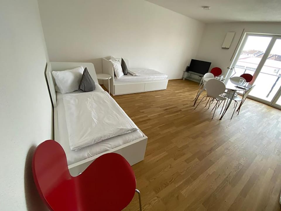 Bed, Living room, Dining area