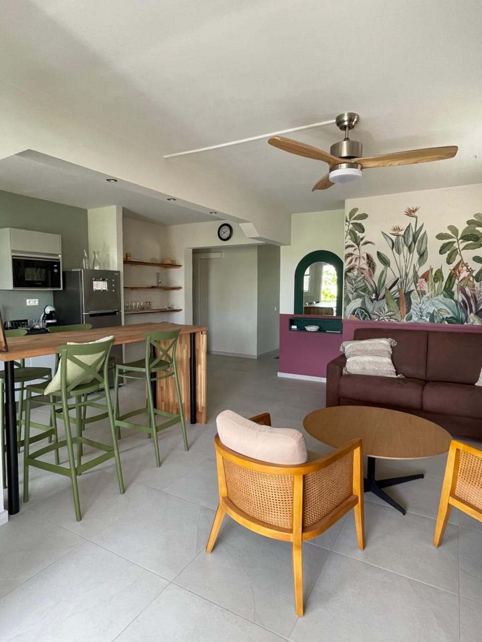 Living room, kitchen