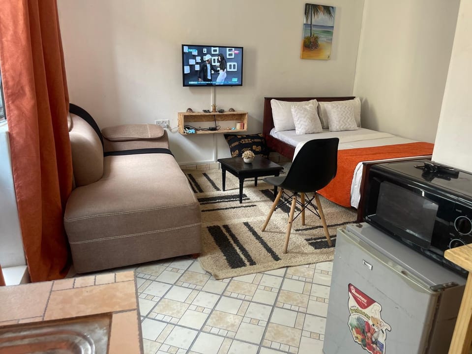 Bed, TV and multimedia, Living room, Seating area, minibar
