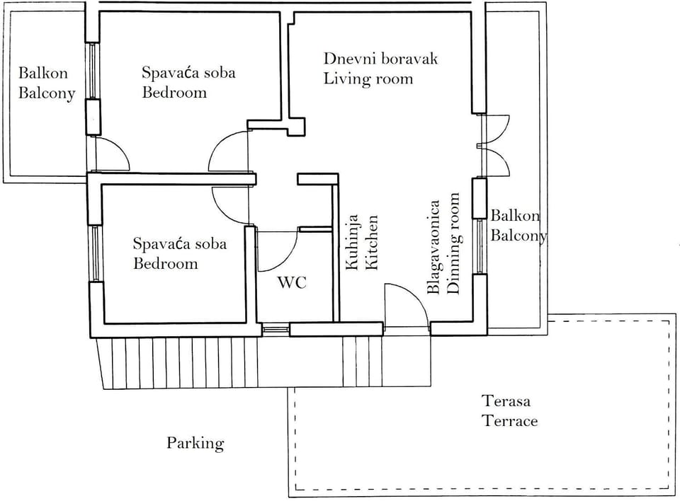 Property building, BBQ facilities, Bathroom, Coffee/tea facilities, Balcony/Terrace, Balcony/Terrace, Living room, Seating area, Floor plan, Dining area, Family