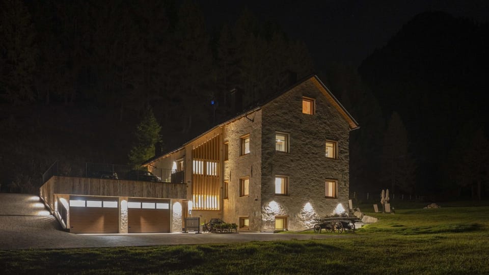 Property building, Night, Garden