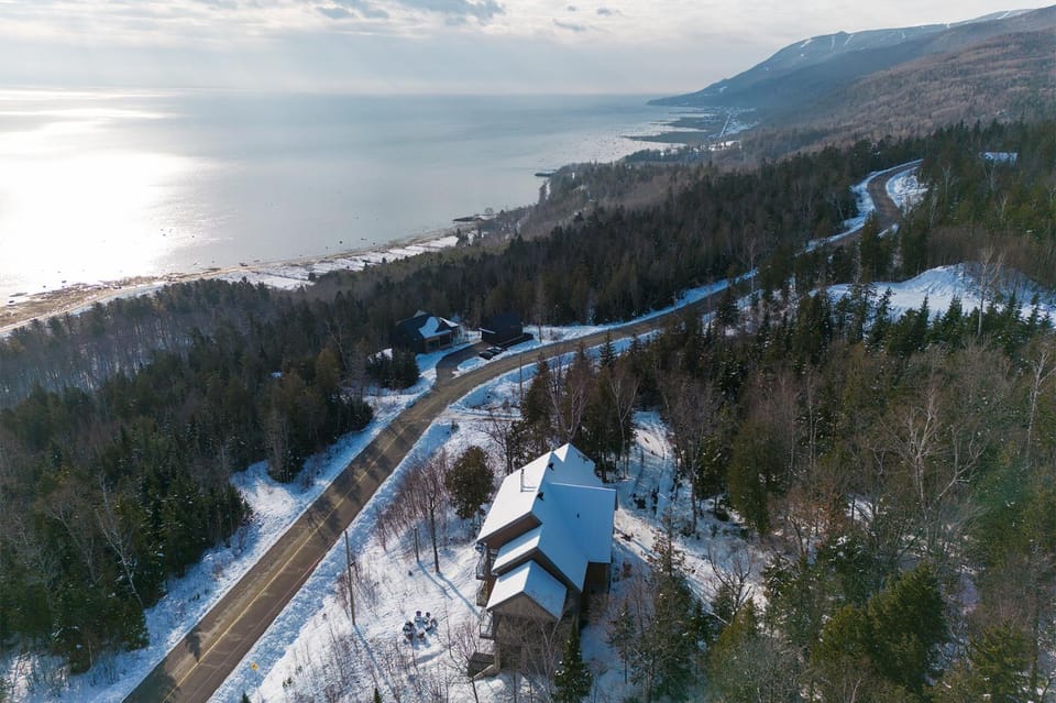 Natural landscape, Bird's eye view, Winter, Mountain view, River view