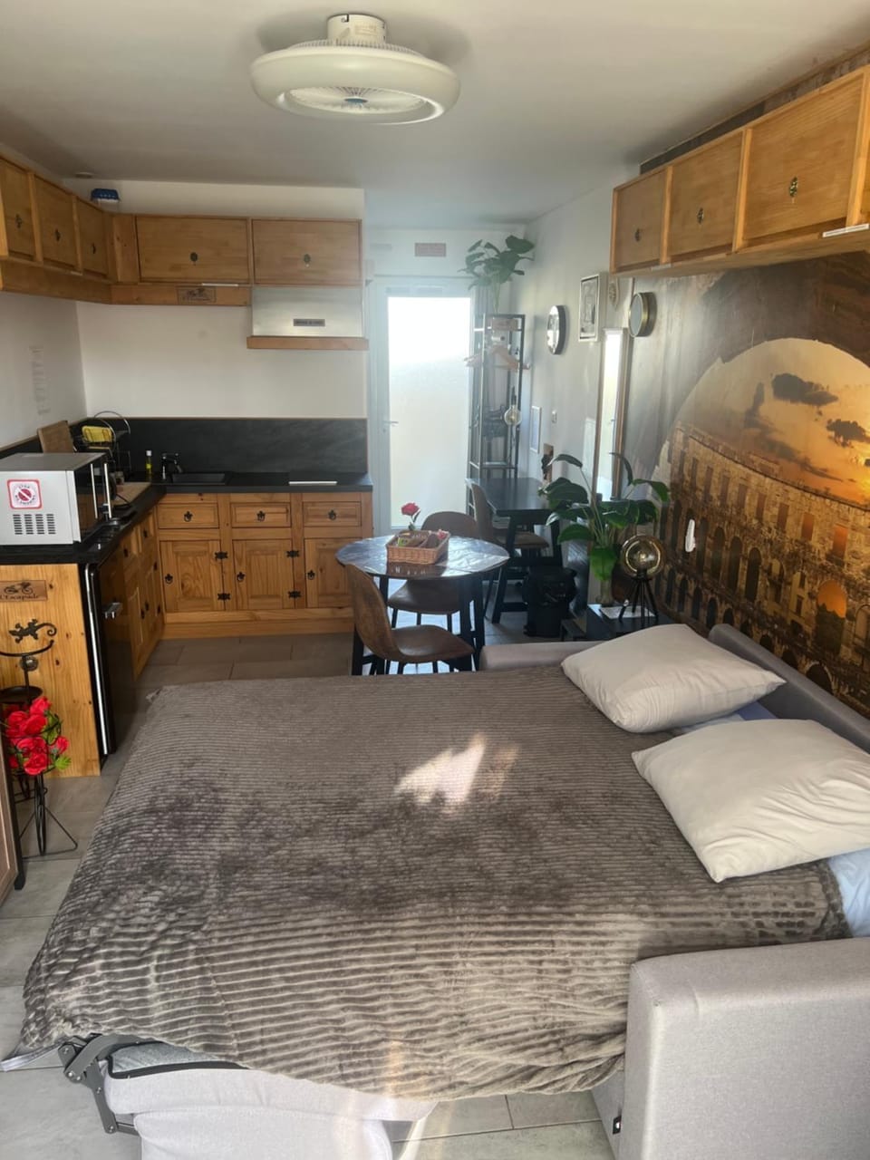 Bed, Kitchen or kitchenette, Living room, Photo of the whole room, Seating area, stove