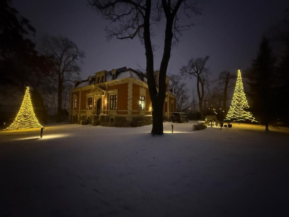 Property building, Night, Winter