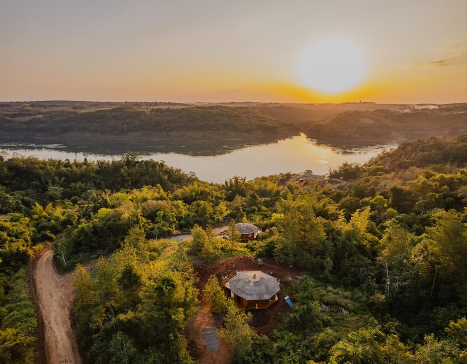 Natural landscape, Bird's eye view, River view, Sunset