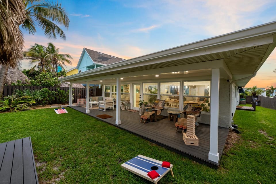 Oceanfront Cocoa Beach Vacation Home Private Beach, Tiki Bar & Family Fun House in Cocoa Beach