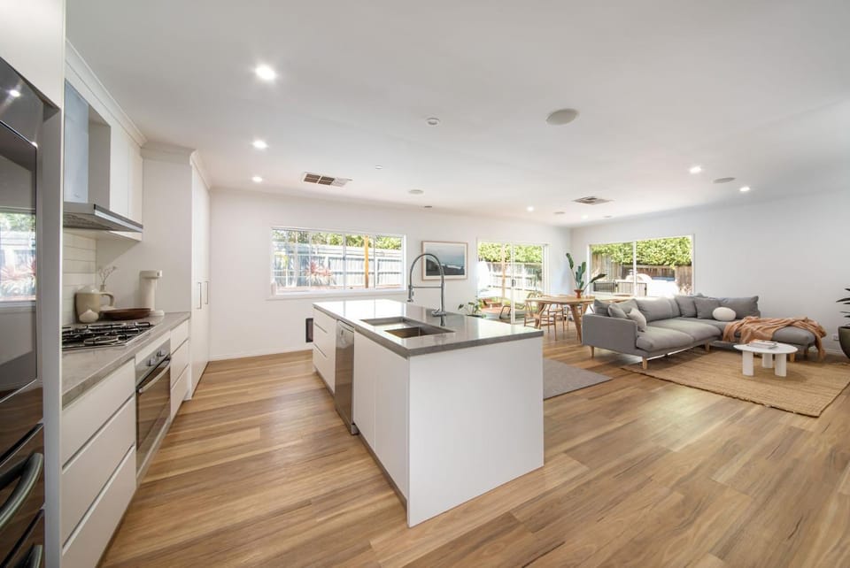 Living room, kitchen