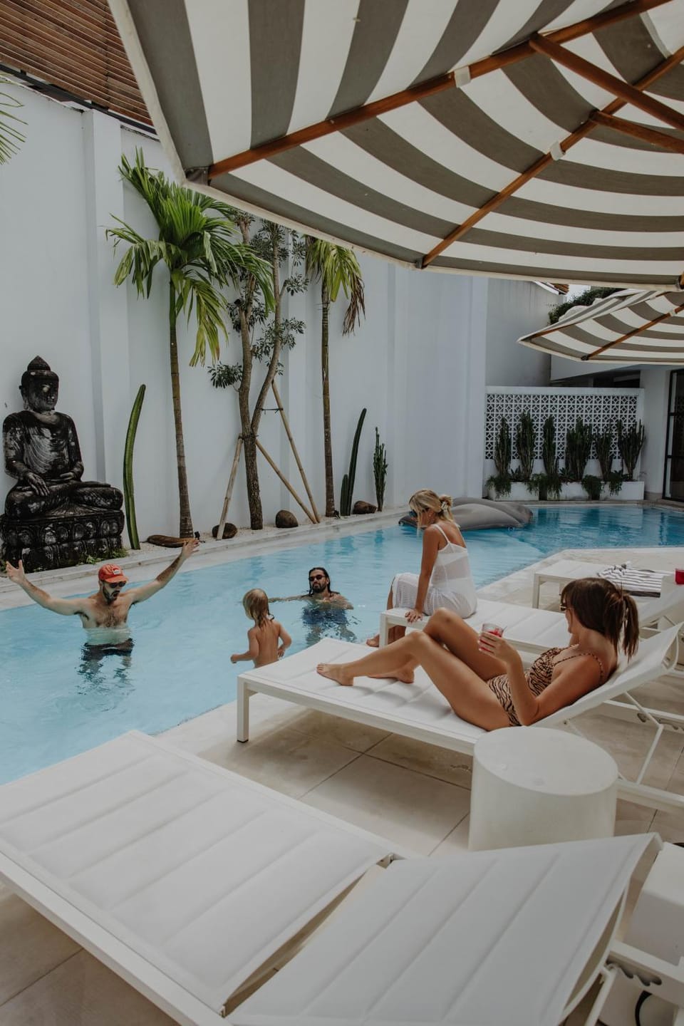 People, Swimming pool, group of guests, sunbed