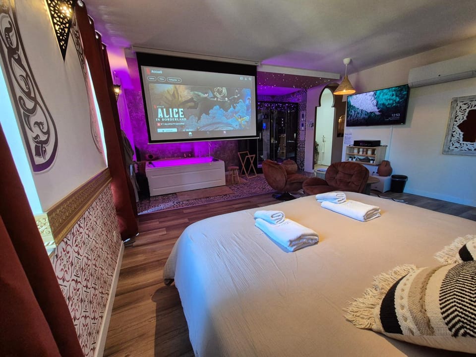 Suite Luxe Spa Balneo Sauna Hammam Projecteur Apartment in Auvergne-Rhône-Alpes