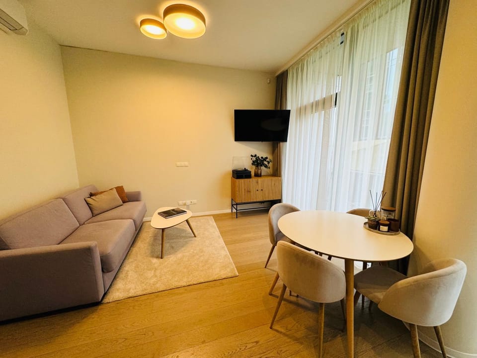 Communal lounge/ TV room, Living room, Seating area, Dining area, air conditioner