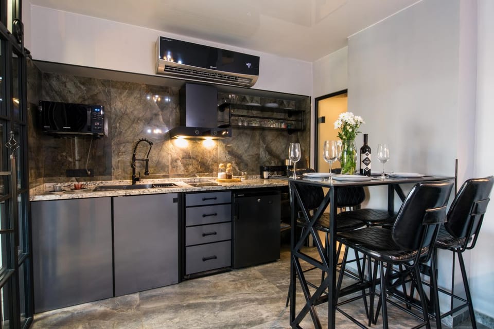 Kitchen or kitchenette, minibar, stove