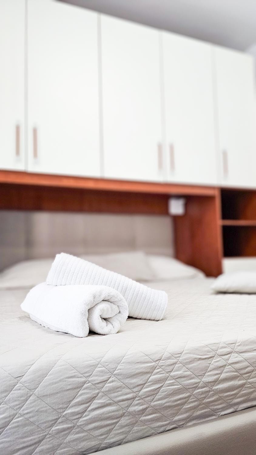 Bed, Photo of the whole room, Bedroom, towels, wardrobe