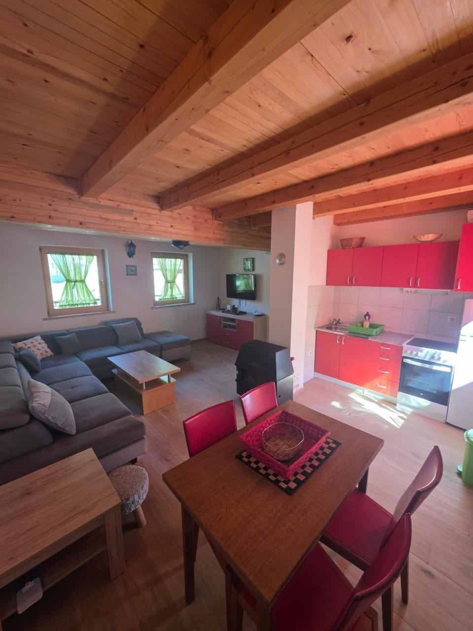Kitchen or kitchenette, Living room, Seating area