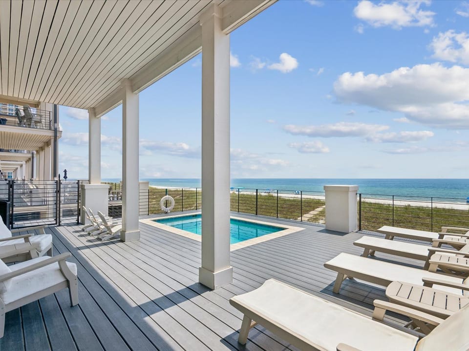 Balcony/Terrace, Seating area, Beach, Pool view, Sea view, Swimming pool