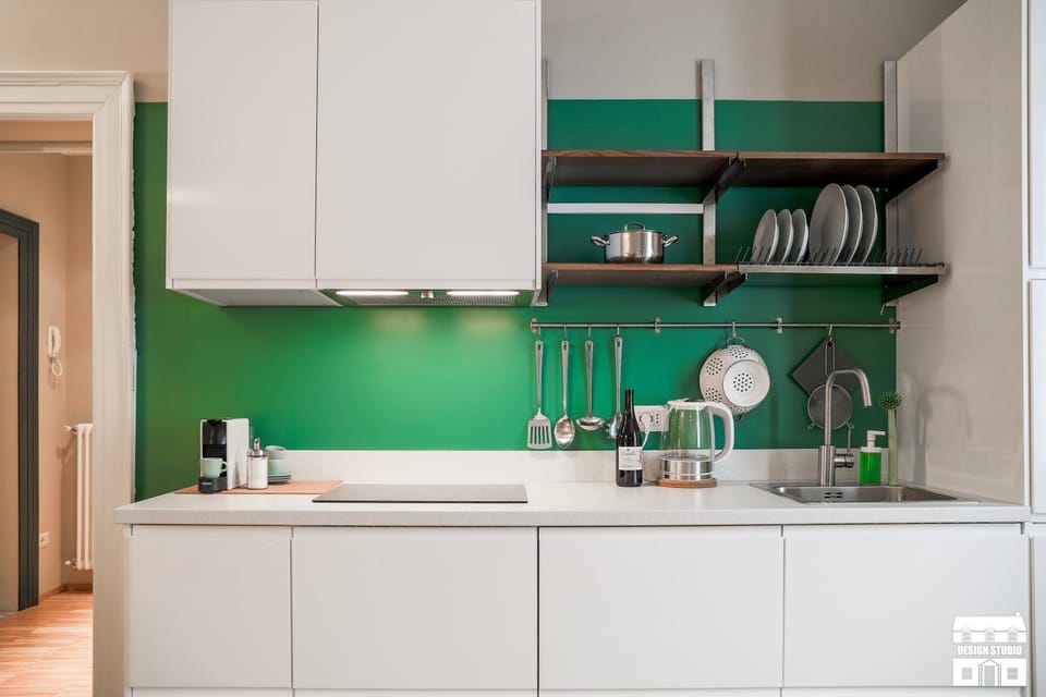 Kitchen or kitchenette, stove