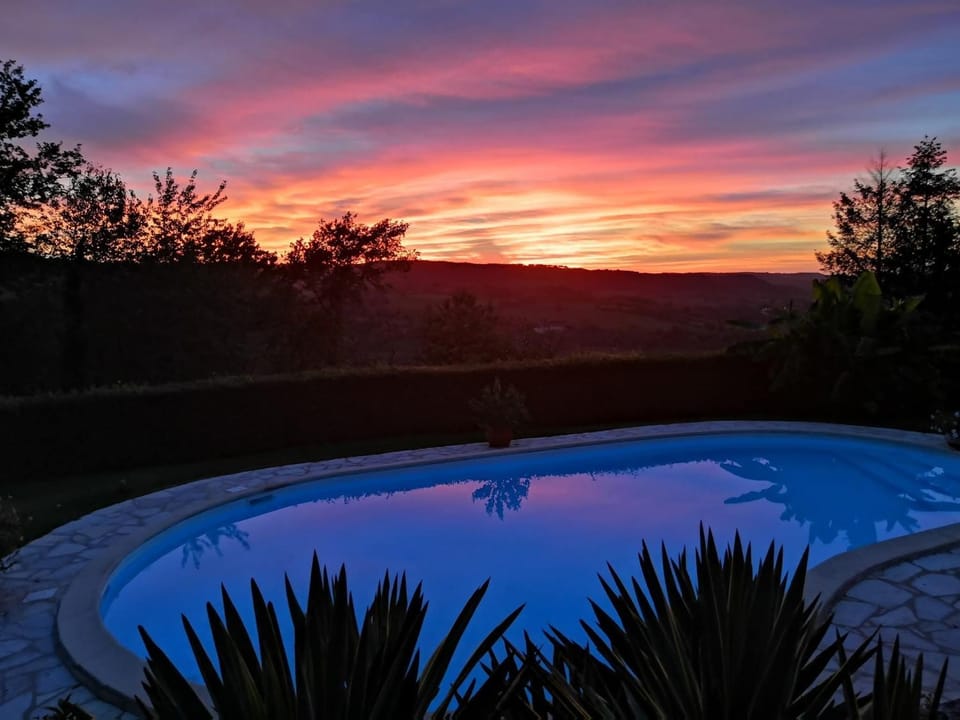 Natural landscape, Swimming pool, Sunset
