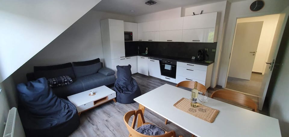 Kitchen or kitchenette, Living room, Dining area