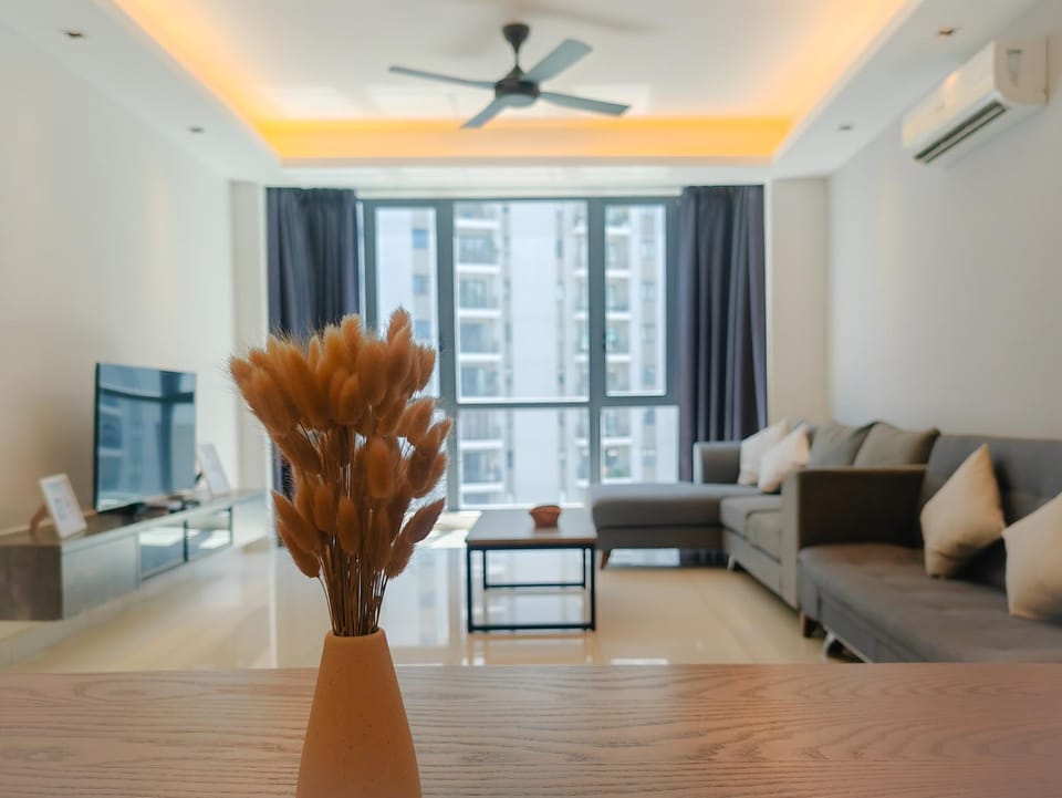 Living room, fireplace, air conditioner