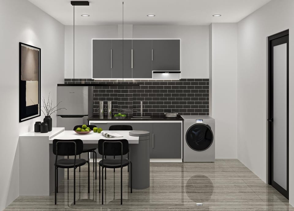Kitchen or kitchenette, Dining area, stove