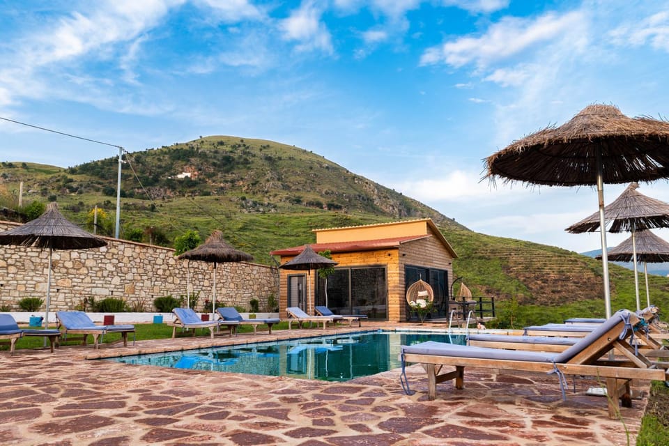 Property building, Patio, Mountain view, Swimming pool, sunbed