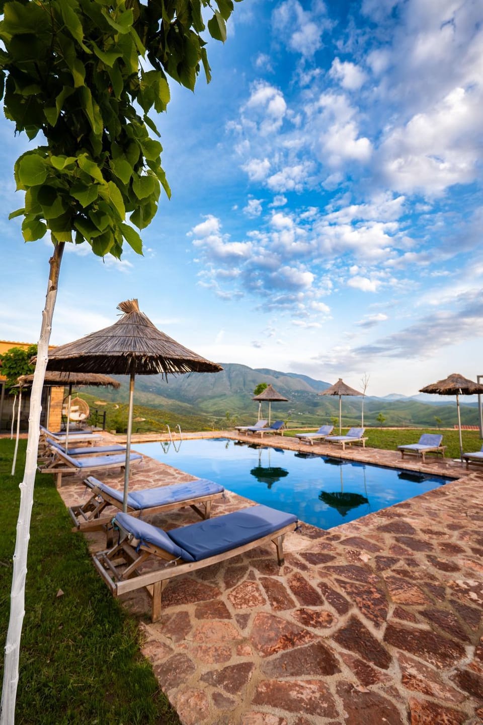 Patio, Mountain view, Swimming pool, sunbed