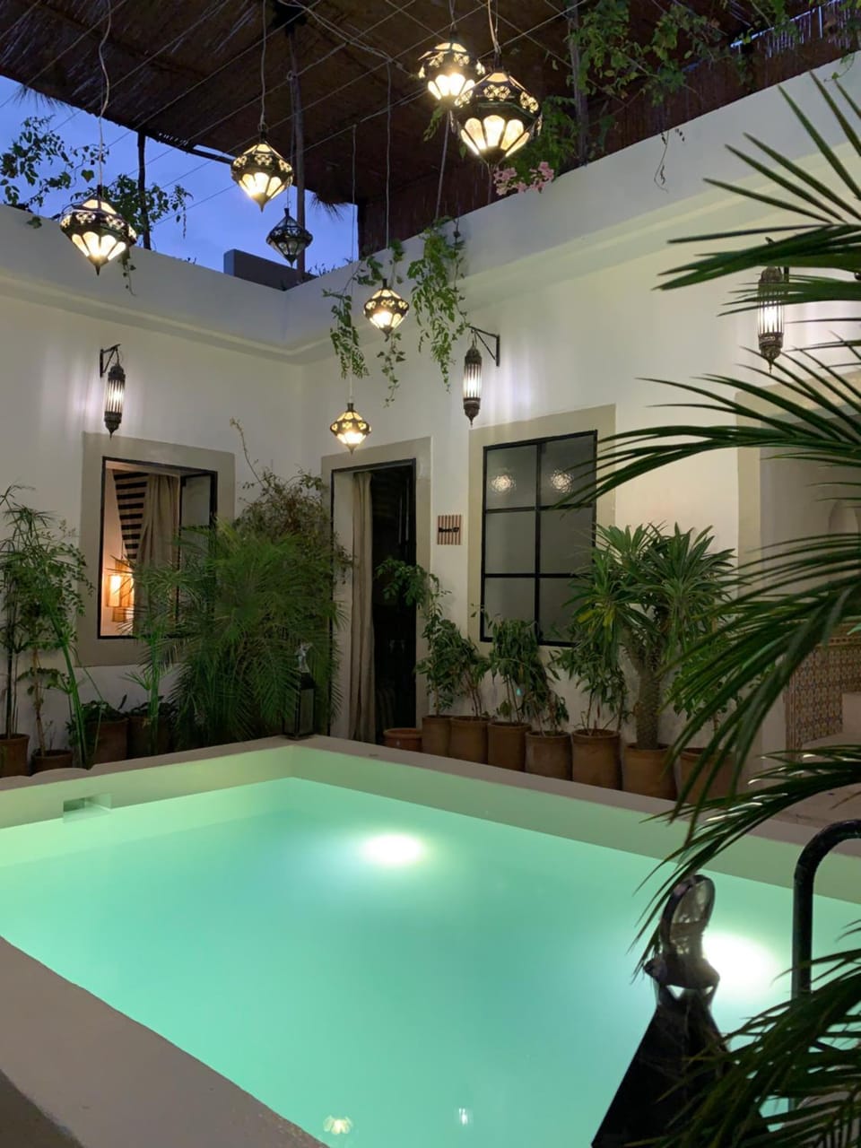 Night, Pool view, Swimming pool