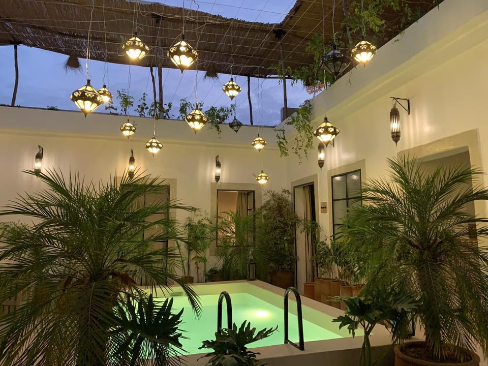 Night, Pool view, Swimming pool