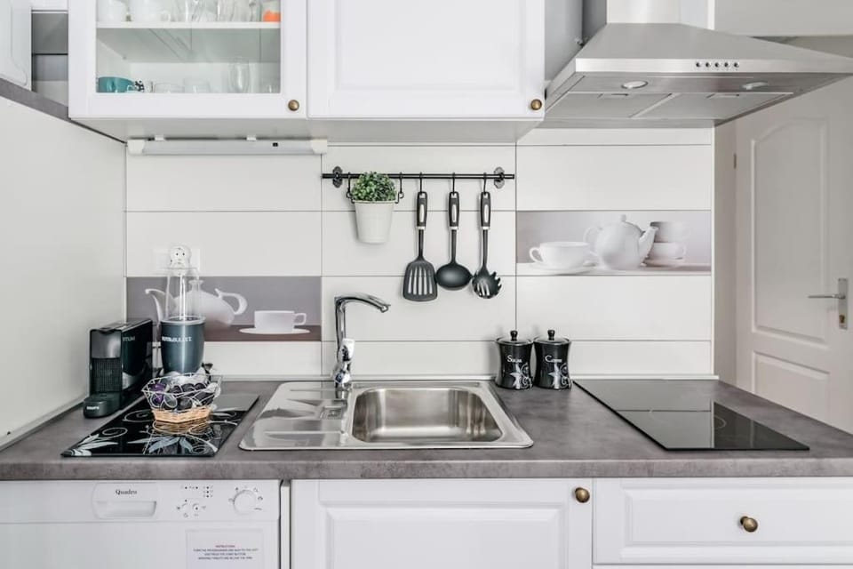 Kitchen or kitchenette, dishwasher, stove