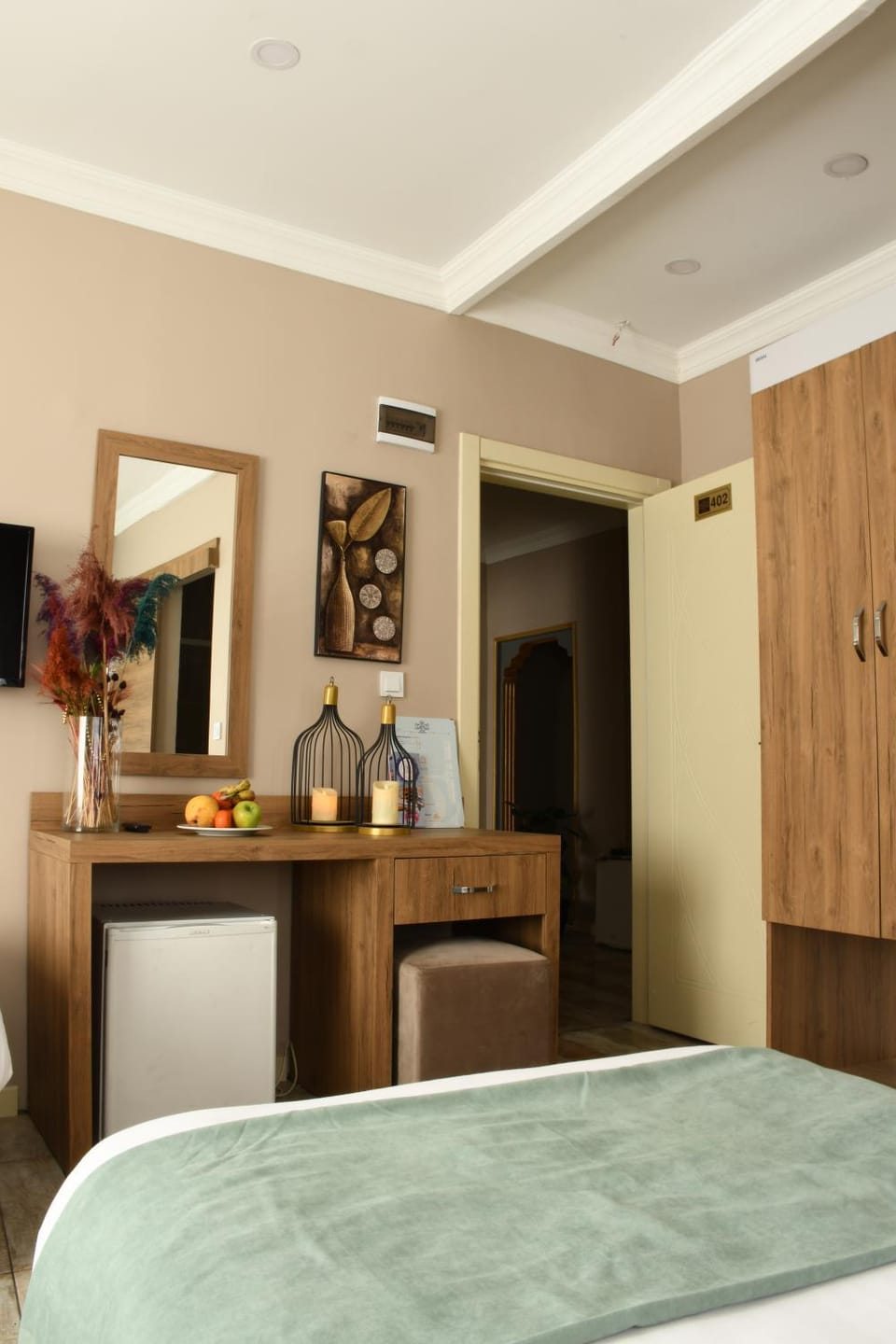 Bed, Bedroom, hair dresser, wardrobe, air conditioner