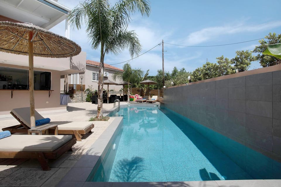 Property building, Living room, Swimming pool