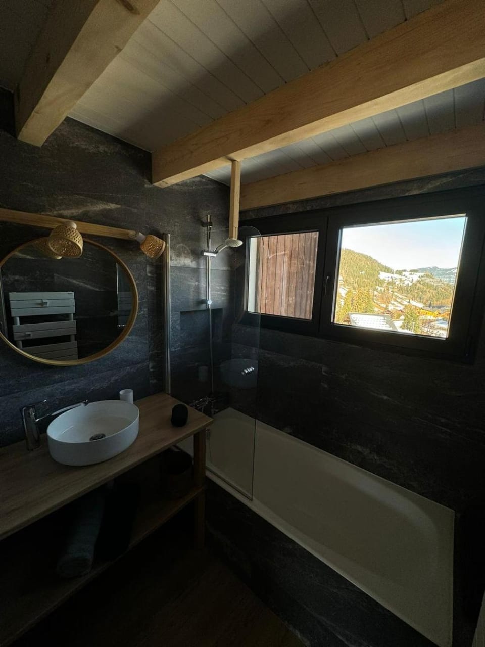 Bathroom, Mountain view, Bath, heating