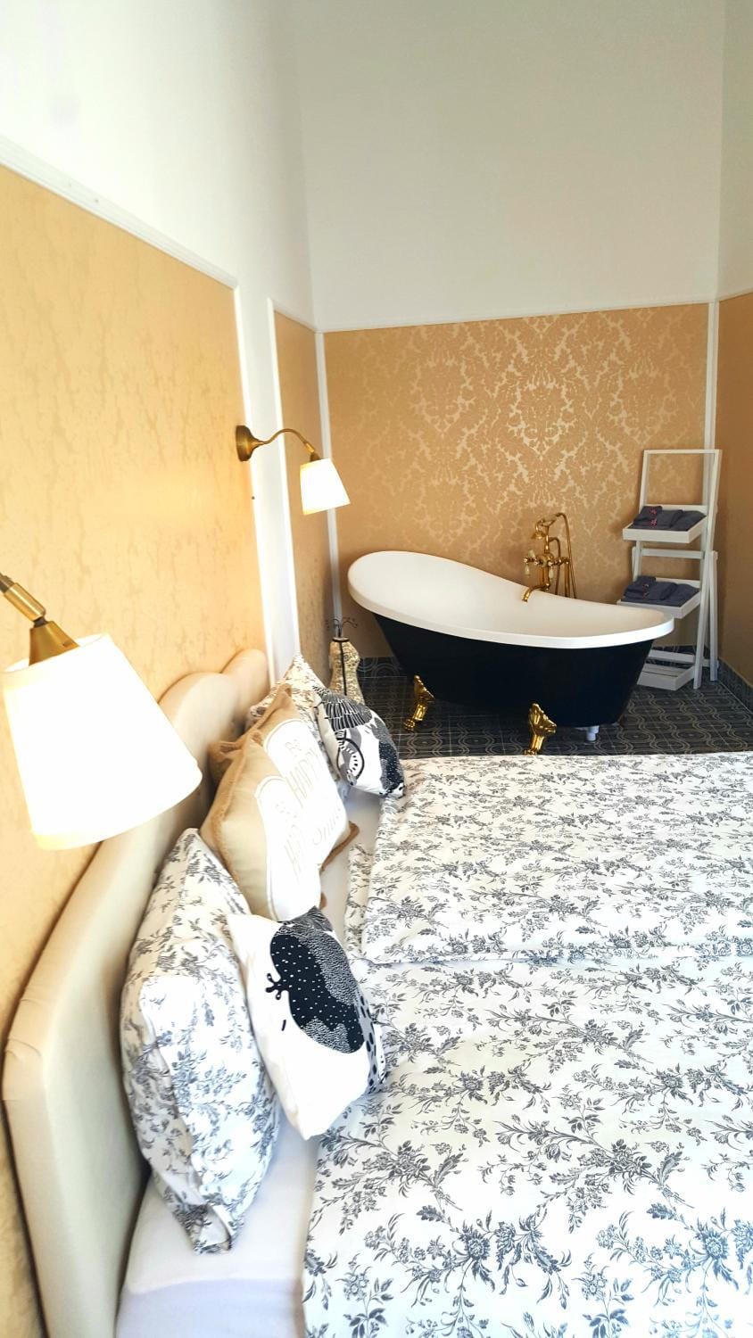 Bed, Bathroom, Decorative detail, Bedroom