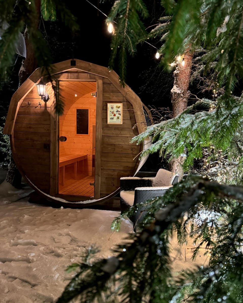 Night, Natural landscape, Sauna