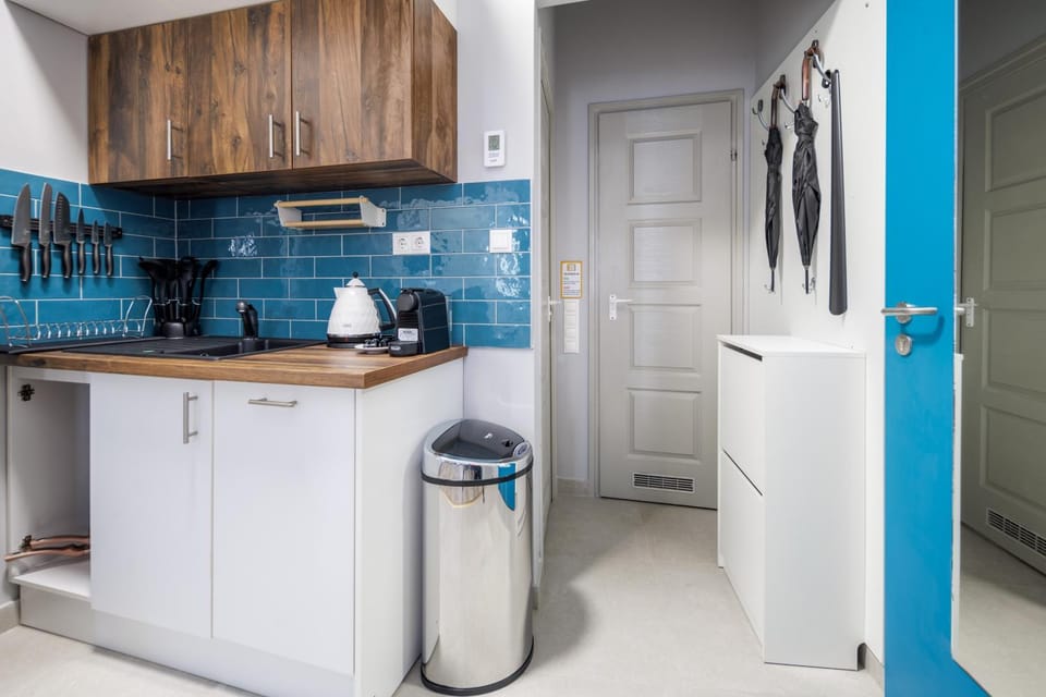 Kitchen or kitchenette, dishwasher, stove