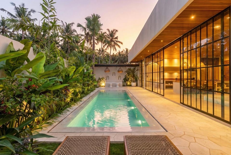 Day, Natural landscape, Garden, Garden view, Pool view, Swimming pool