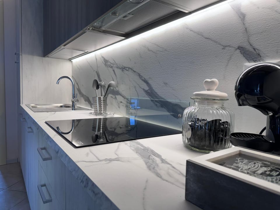 Kitchen or kitchenette, stove