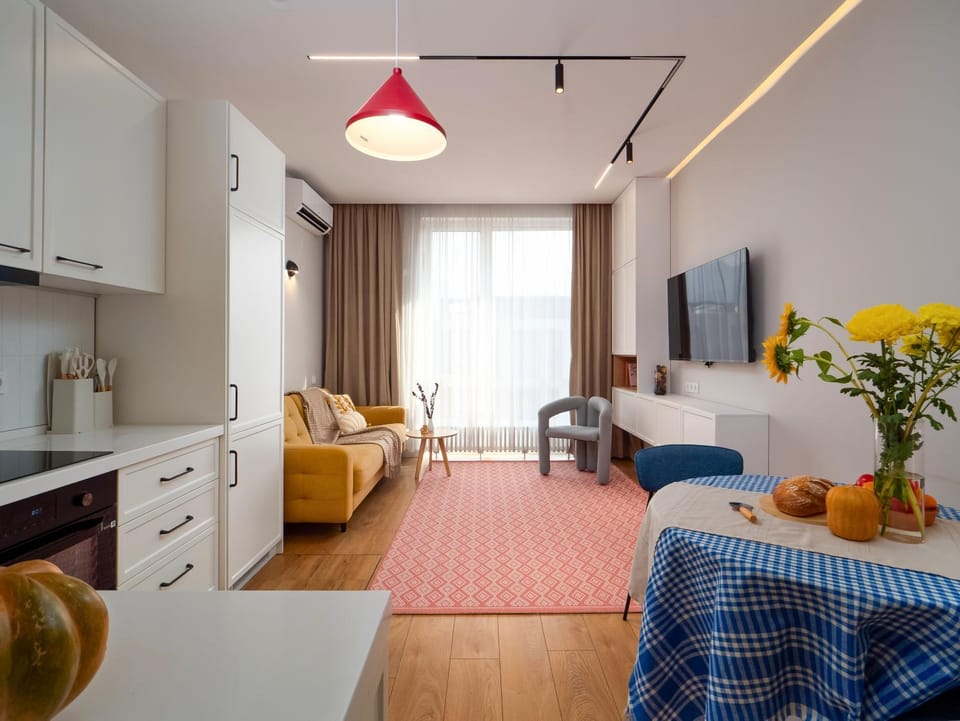 Bed, TV and multimedia, Coffee/tea facilities, Kitchen or kitchenette, Living room, Photo of the whole room, Seating area, Dining area, Bedroom, internet, kitchen