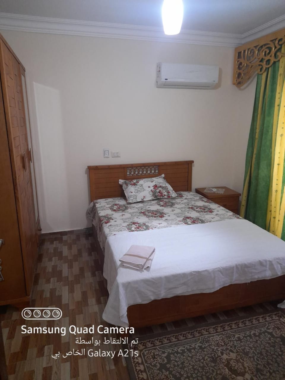 Bed, Photo of the whole room, Bedroom, towels, wardrobe, air conditioner