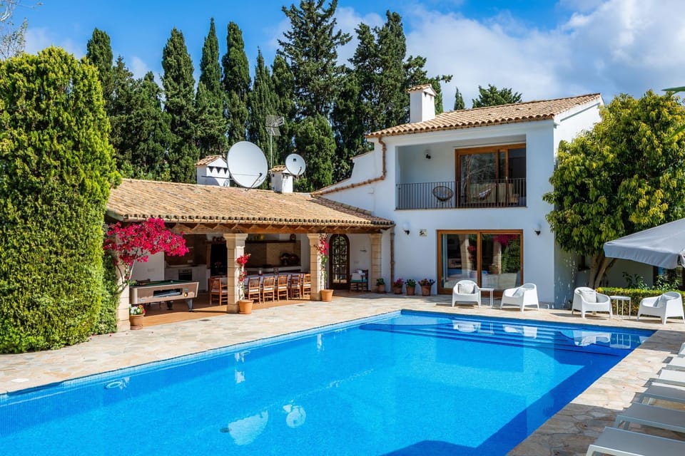 Property building, Living room, Swimming pool