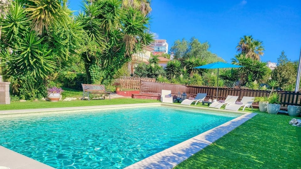 Property building, Living room, Swimming pool