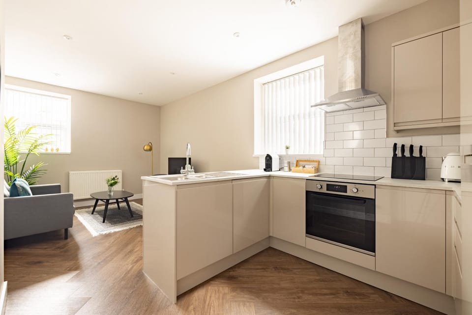 Living room, kitchen