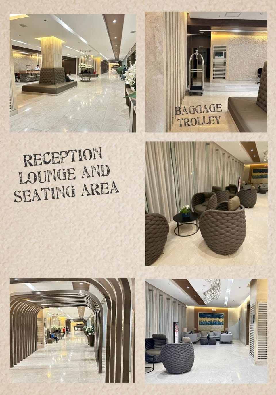 Lobby or reception, Text overlay