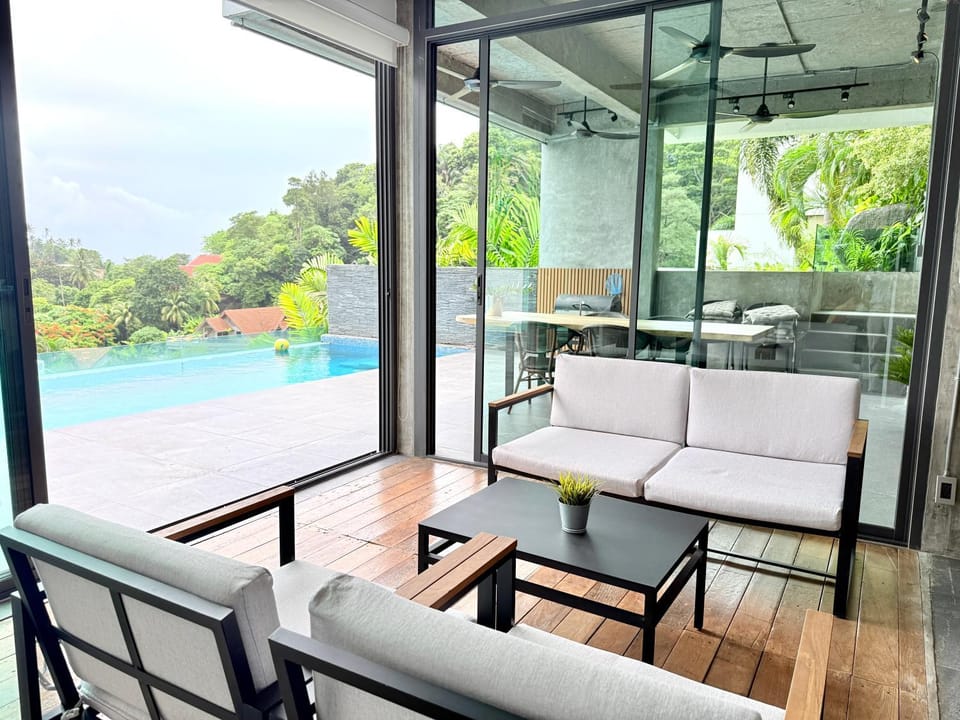 Natural landscape, Living room, Pool view, Swimming pool