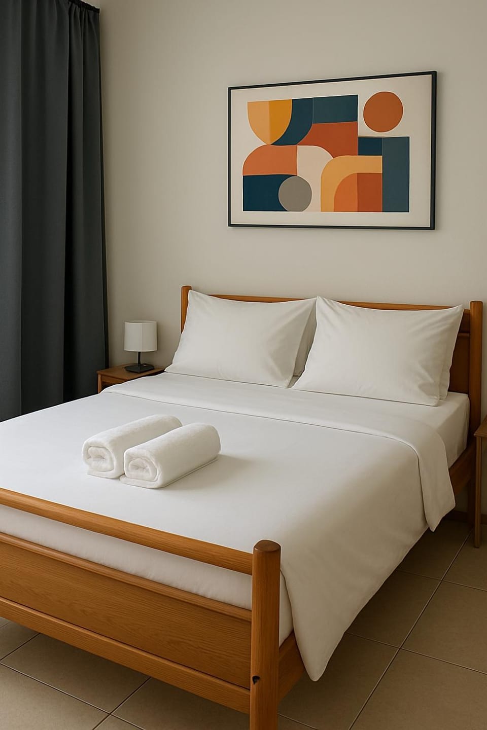 Bed, Photo of the whole room, Bedroom, towels