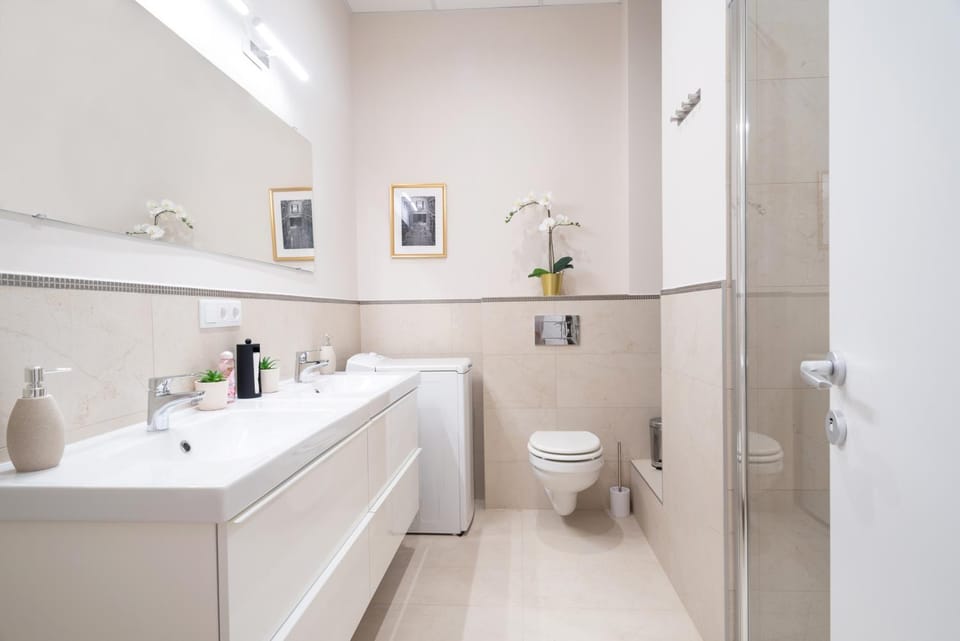 Shower, Toilet, Bathroom, furniture, hair dryier, heating, internet, towels, washing machine, air conditioner
