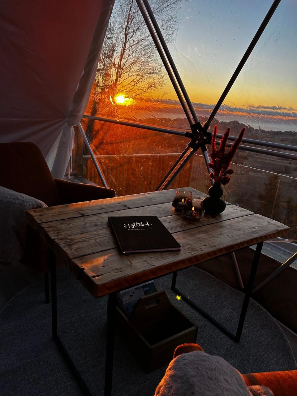 Natural landscape, View (from property/room), Dining area, Sunset