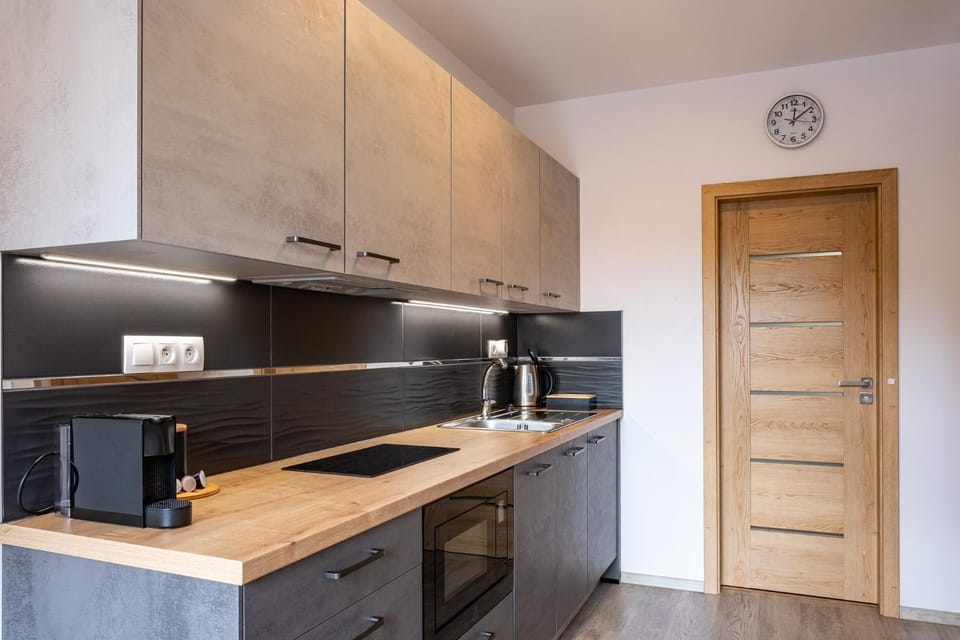 Kitchen or kitchenette, stove, toaster