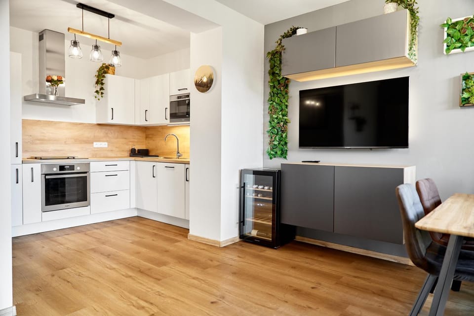 Kitchen or kitchenette, oven, stove