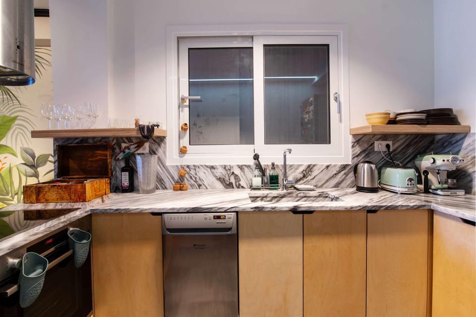 Kitchen or kitchenette, stove